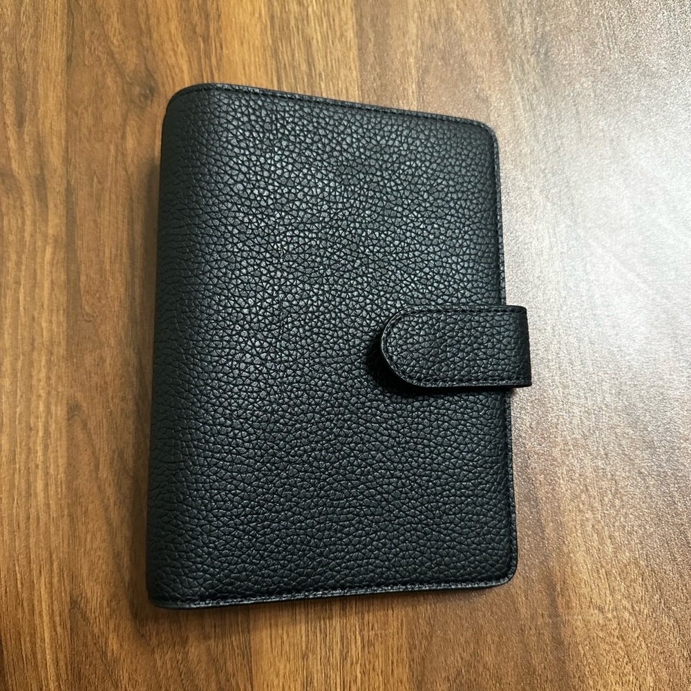 Black Leather Organizer with Gold Accents - Picture 2 of 3